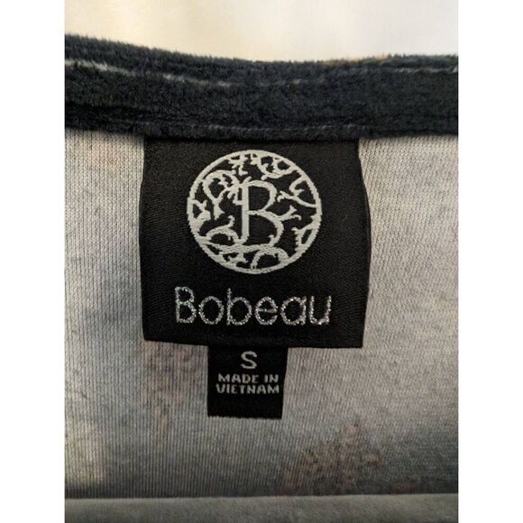 Bobeau Black and Brown Velvety Long Sleeve Scoop Neck Top Women Small - Picture 3 of 5